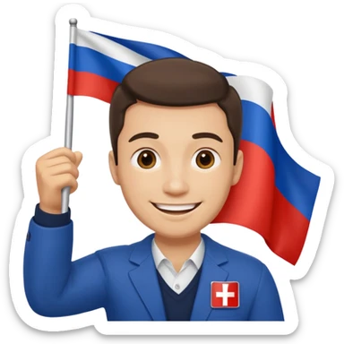 realistic man with russian flag in hand sticker