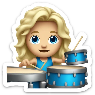 Blond man with long haire and blue eyes playing drums sticker