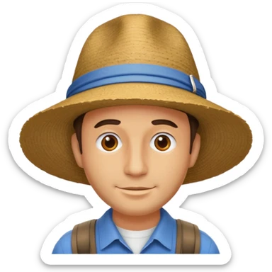 Visage homme créole réunionnais avec chapeau arrive avion sticker