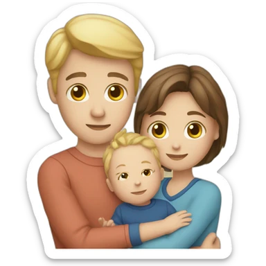 White couple with baby boy sticker