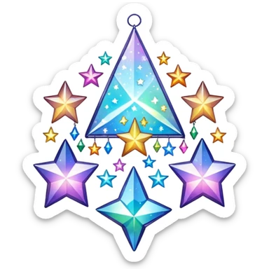 Sparkly glittery aesthetic Iridescent crystals formation suncatcher hanging crystals and tiny stars sticker