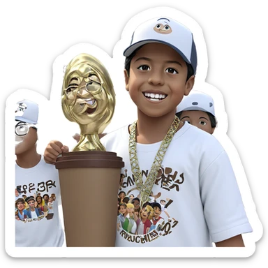 boys smiling in outdoor crowd sticker