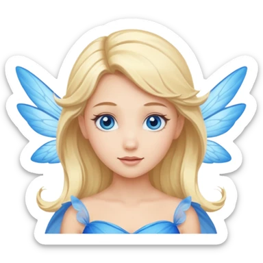 Flying blue fairy with blonde hair and blue eyes sticker