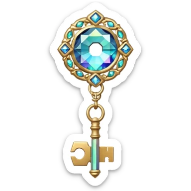 gemstone key unlocking a keyhole sticker