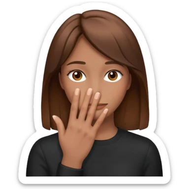 Whole Hand covering entire face woman brown hair sticker