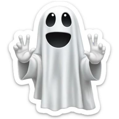 A ghost with one hand two fingers sticker
