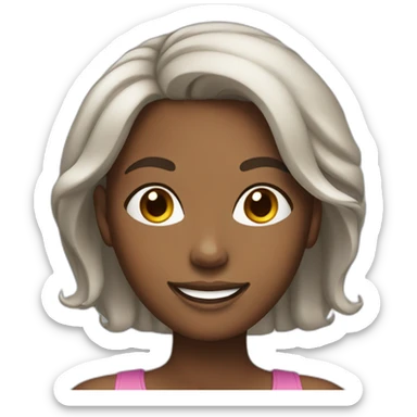 African American woman with relaxed hair and broad smile sticker