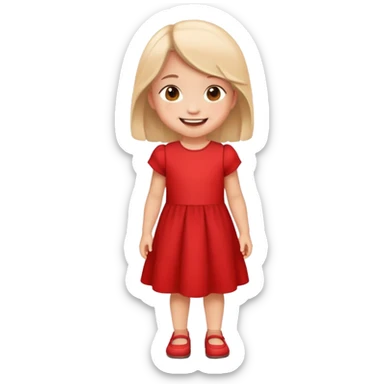 cute little child wearing a red dress, smiling sticker