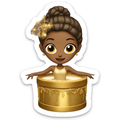  brown ballerina in a gold music box sticker