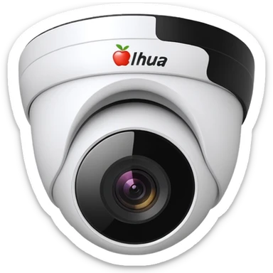 Dahua IPC-HDW3449H-AS-PV-S5 dome camera, front view, apple emoji style sticker