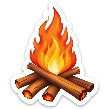 bonfire with wood and flames sticker