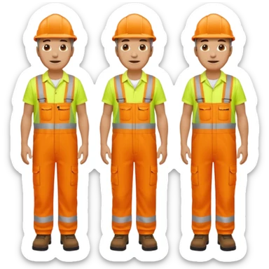 mature engineer hi-vis orange overalls standing full body sticker