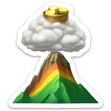 Mountain with pot of gold on top sticker