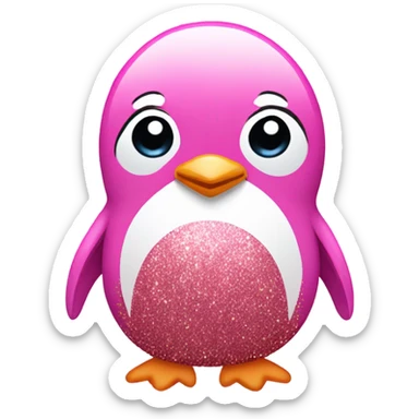 Pink penguin with glitter  sticker