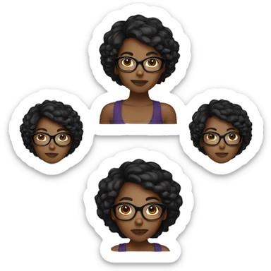 short hair black girl with glasses sticker
