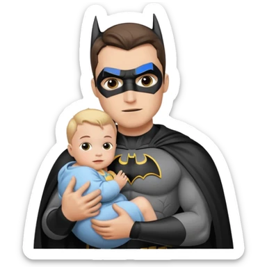 batman holding infant baby daughter sticker