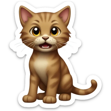brownt angry hissing kitten sticker