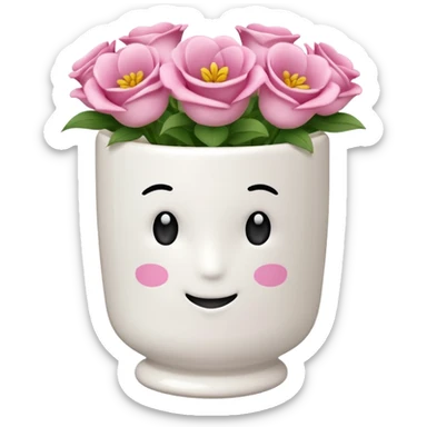 vaso branco com laço rosa sem flores sticker