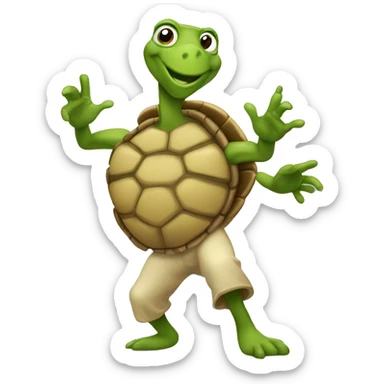 Tortuga caricatura bailando sticker