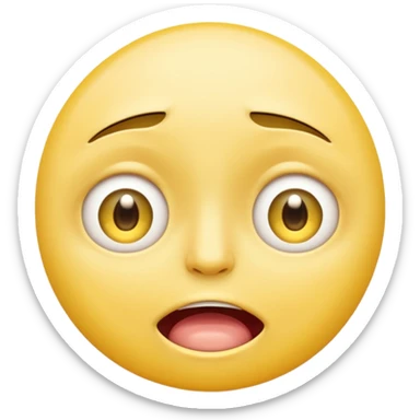 crying emoji with eyes open wide, visible eye bags, yellow emoji, visible teeth, stretched out mouth sticker