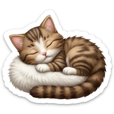 dark brown tabby and white kitten sleeping upside down on its back sticker