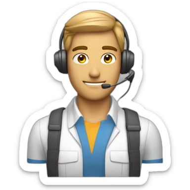 customer service man with headset X emoji too hot sticker