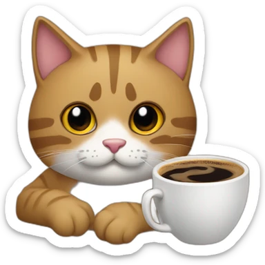 gato tomando café sticker
