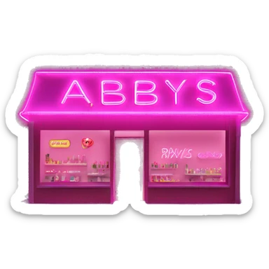 Pink neon sign that says “Abby’s Nail Bar” sticker