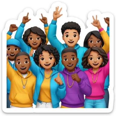 Crowd of fans consisting of African American men and African American women at hip hop rap concert sticker