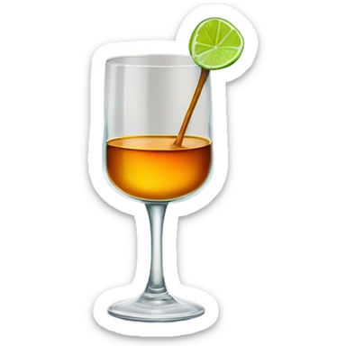 A glass of whisky with a slide of lime and a spoon to mix  sticker