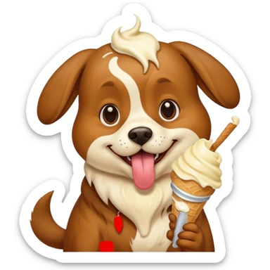 dog eating icecream sticker