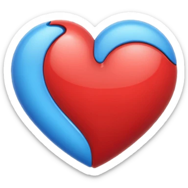 a heart made of the two colors red and blue sticker