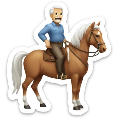 Old man with a six pack riding a horse  sticker