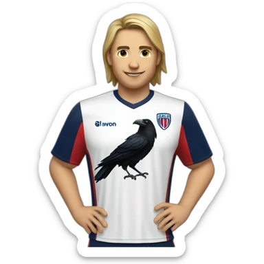 a crow wearing a san lorenzo soccer shirt sticker