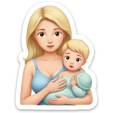 Mother breastfeeding her baby, gentle expression sticker