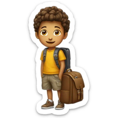 Enfant brun avec un cartable sticker