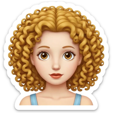 Moça de cabelo cacheado da cor de pele branca  sticker