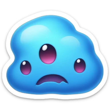blushing blue slime sticker