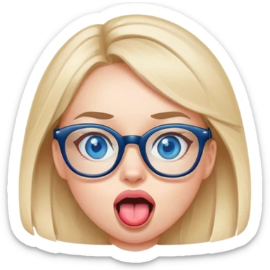 girl with blue eyes and glasses sticking her tongue out  sticker