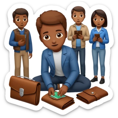 Billetera encontrada en el piso con personas al rededor sticker