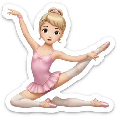Una chica con vestuario de bailarina con las piernas flexionadas, el dedo índice en la boca, el tren superior inclinado hacia la izquierda y con la cadera proyectada hacia la izquierda sticker