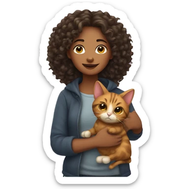 Long curly girl with a Carey cat sticker
