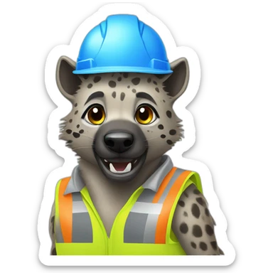 hyena wearing construction helmet sticker