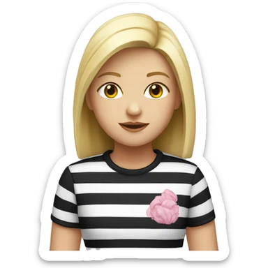 girl with black and white stripe t-shirt sticker