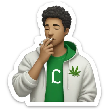 Guy smoking weed using lacoste hoodie sticker