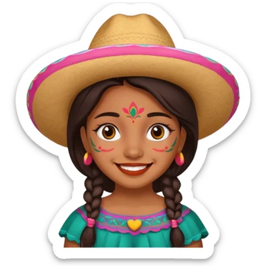 mexican cute girl with painted face sticker