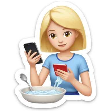 woman perfectionist with 4 arms texting a message wahsing dishes and reading a book 
more dinamic emoji  sticker