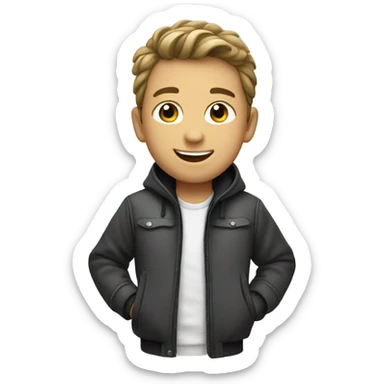 smiling boy in monochrome jacket sticker