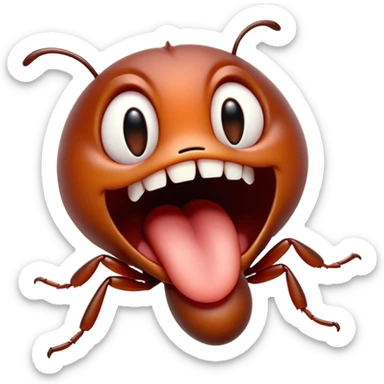 Cinematic Adorable Yawning Ant Portrait Emoji, Head tilted slightly with a dramatic, wide-open yawn, showcasing a tiny, segmented body with softly drooping features and sleepy, half-closed eyes, Simplified yet irresistibly cute features, highly detailed, glowing with a soft, cozy natural glow, high shine, relaxed yet expressive, stylized with a dash of whimsical charm, soft glowing outline, capturing the essence of a drowsy ant that appears ready to stretch out for a nap! sticker