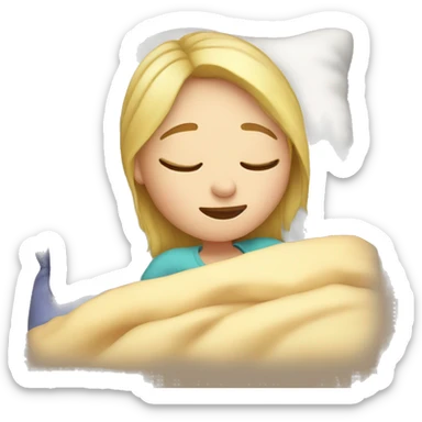 Blond girl sleeping in a cozy bed  sticker